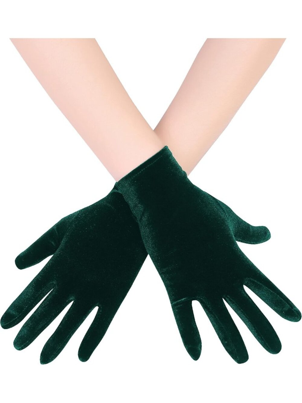 Women's Dark Green Wrist Length Stretchy Flapper Tea Party Halloween Gloves